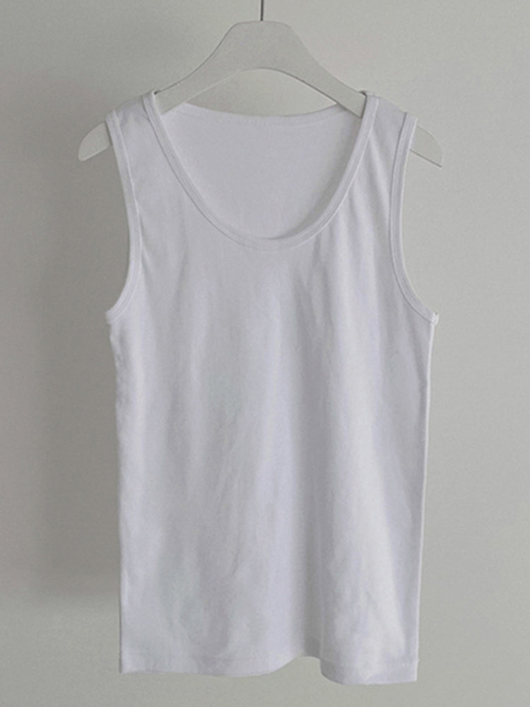 Comprar white Mens Sports Fashion Solid Color Fitness Vest