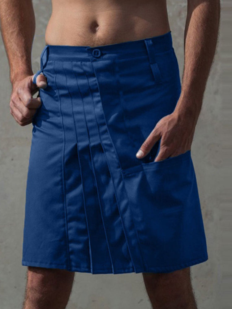 Mens Button Pocket Pleated Skirt