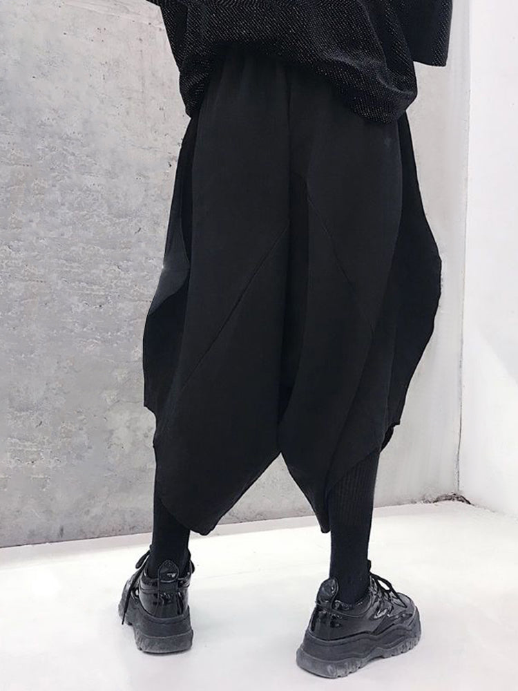 Mens Casual Irregular  Genderless Solid Color  Wide Leg Pants