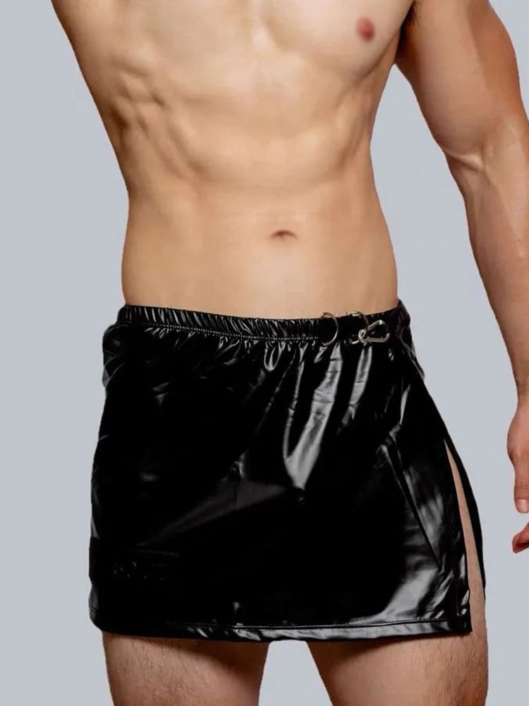 Mens Sexy Home Leather Shorts