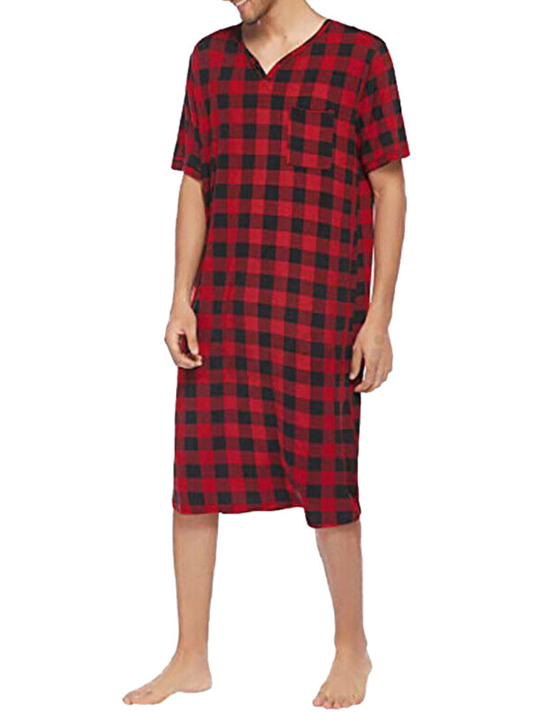 Comprar red Mens Casual Home Plaid Nightgown