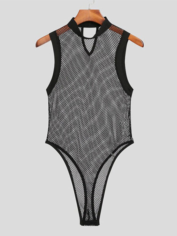 Mens Sexy See-Through Mesh Jumpsuit