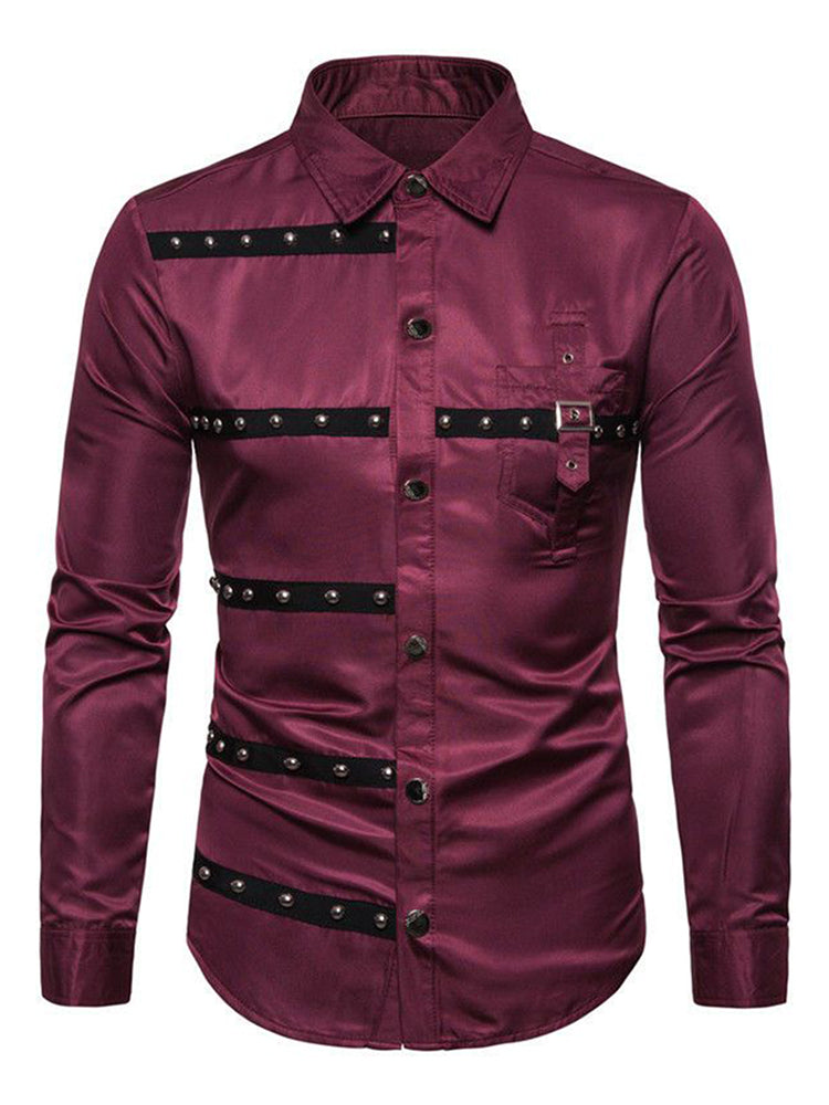 Comprar claret Mens Punk Studded Vintage Shirt