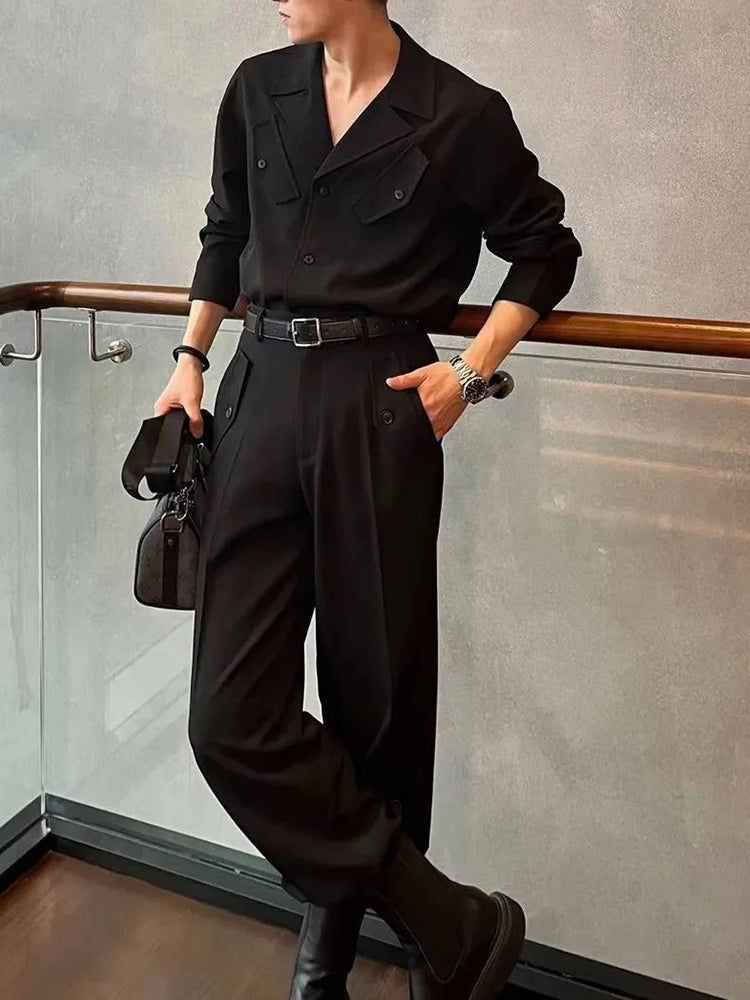 2024 Mens Fashion Solid Color Business Two-Piece Set