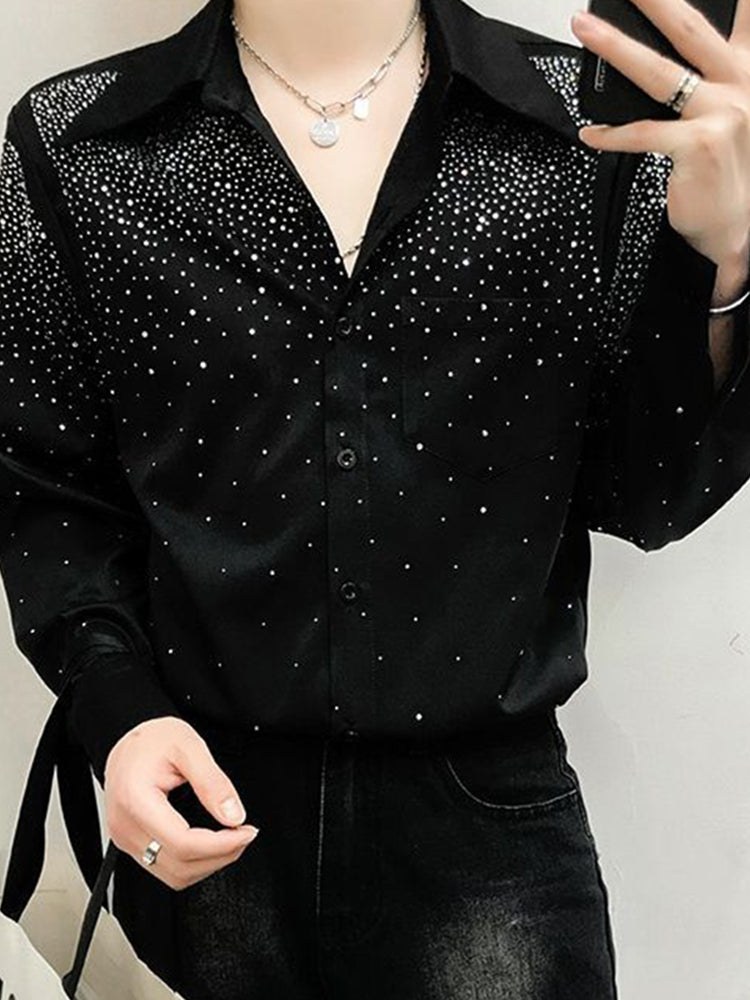 Mens Sexy Diamond Shoulder Pad Shirt