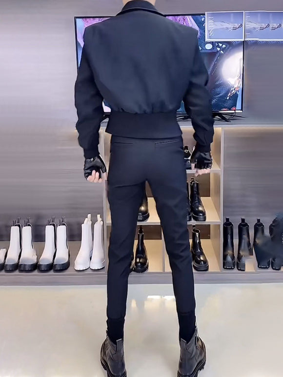 Veste courte de motard à grandes poches pour homme