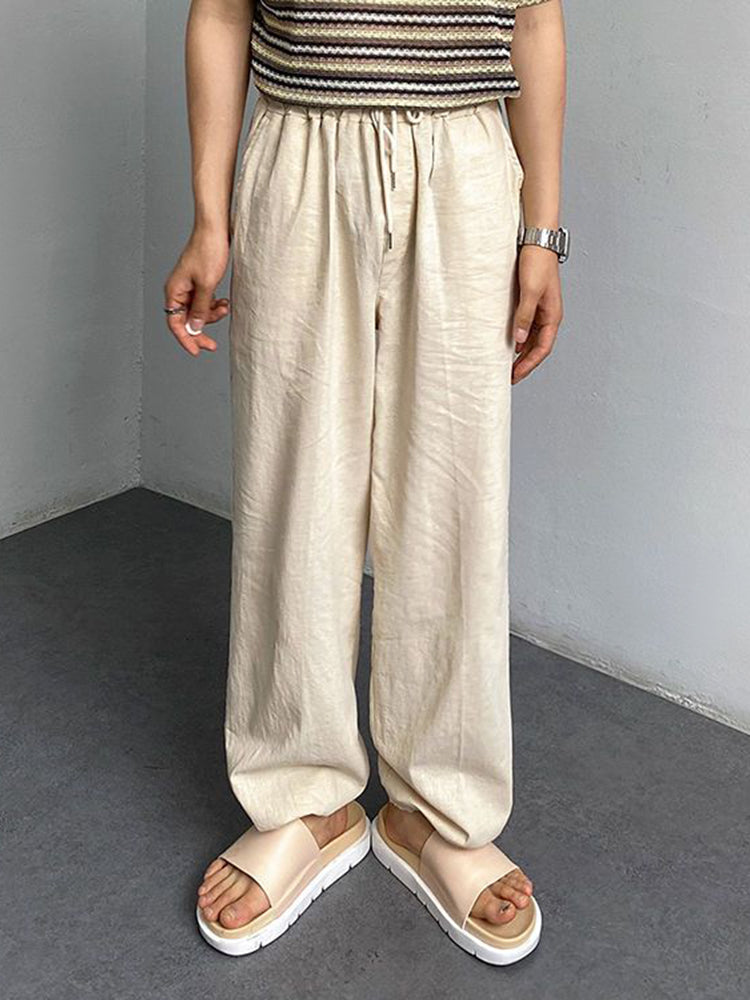 Mens Asexual Casual  Cotton Linen Straight Pants