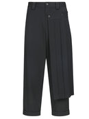 Mens Deconstructed Pleated Straight Leg Pants-2