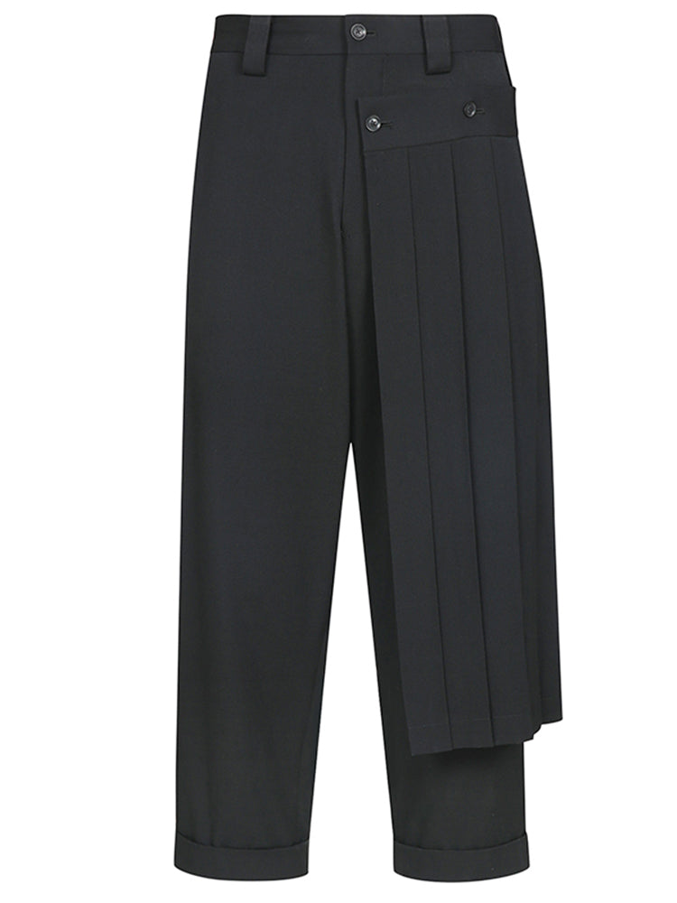 Mens Deconstructed Pleated Straight Leg Pants