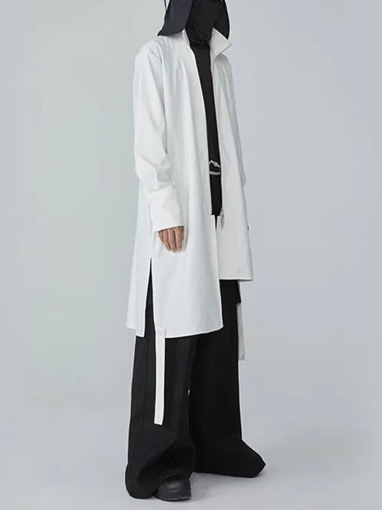 Mens Japanese Irregular Long Casual Shirt