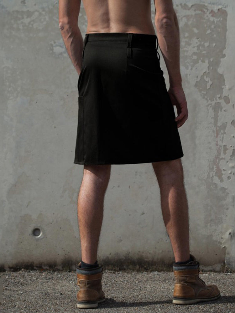 Mens Button Pocket Pleated Skirt