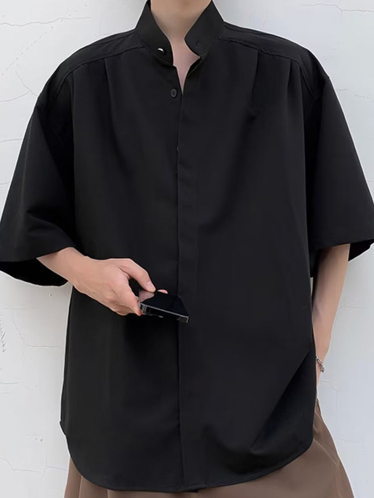 Mens High Collar Loose Fitting Shirt