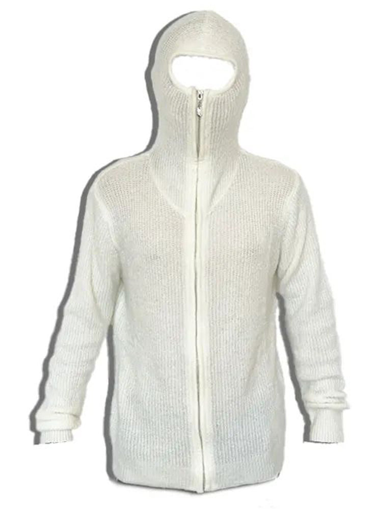 Mens Zippered Hooded Long Sleeved Knitted Jacket