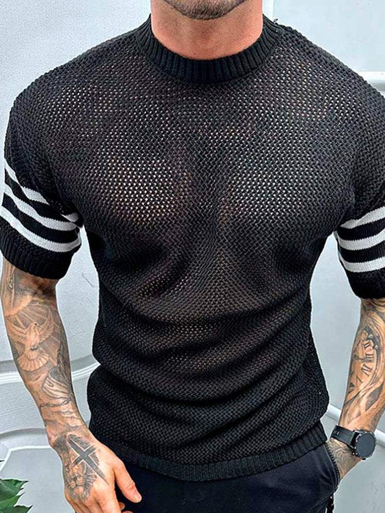 Mens Hollow Out Knit Shirt