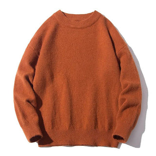Buy caramel Mens Round Neck Loose Long Sleeve Sweater Top