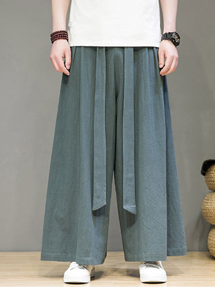 Mens High Waisted Wide Leg Pants