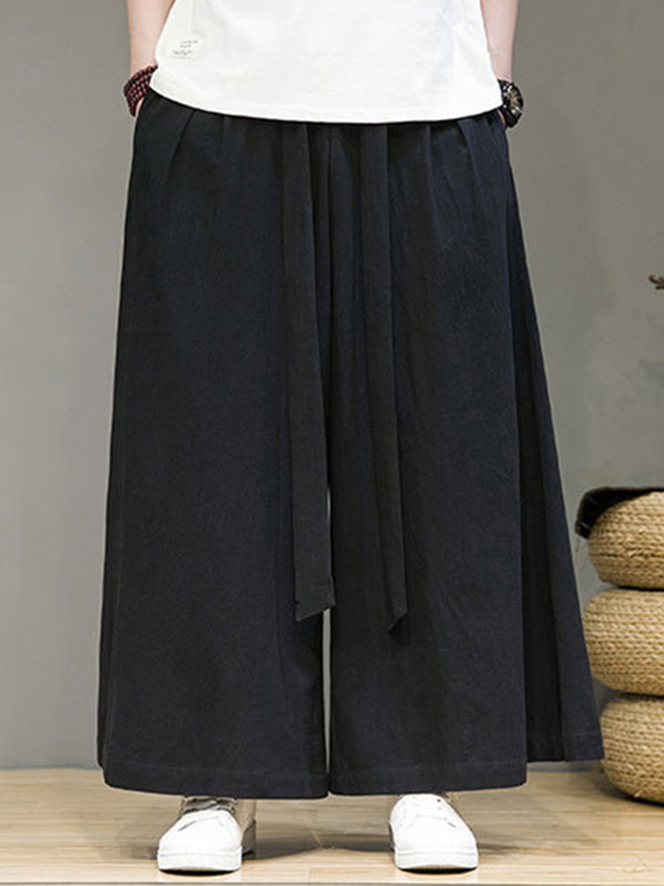 Mens High Waisted Wide Leg Pants