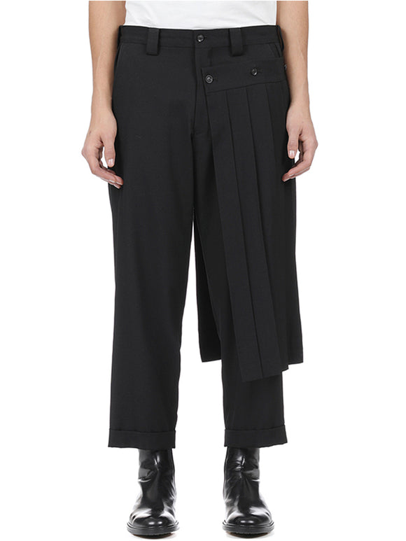 Mens Deconstructed Pleated Straight Leg Pants