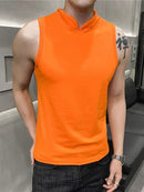 Mens Sleeveless Fake Collar Elastic Vest-2