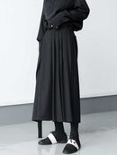 Men's Dark Versatile Slim Pleated Nine-Point Wide-Leg Pants-3