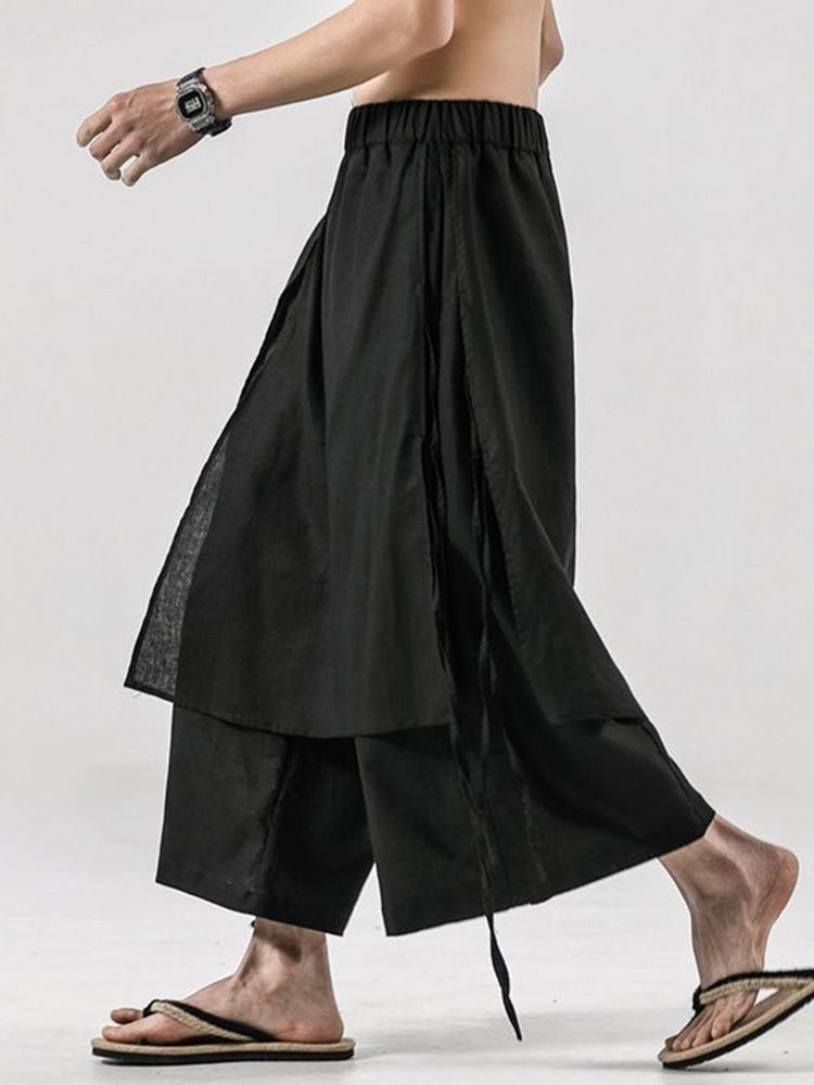 Mens Asexual Solid Double Baggy Wide Leg Pants