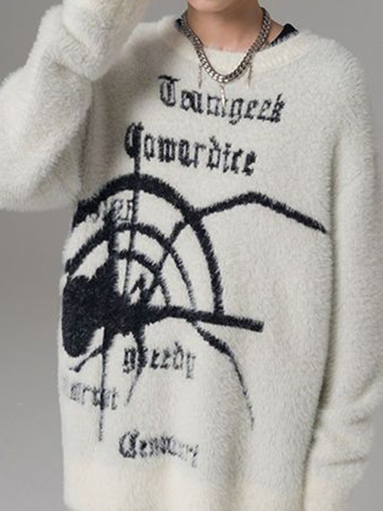 Mens Street Spider Pattern Knitted Sweater