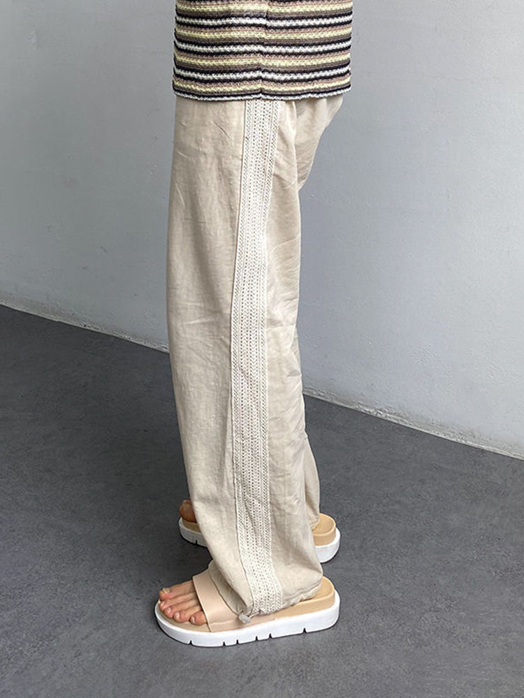 Mens Asexual Casual  Cotton Linen Straight Pants