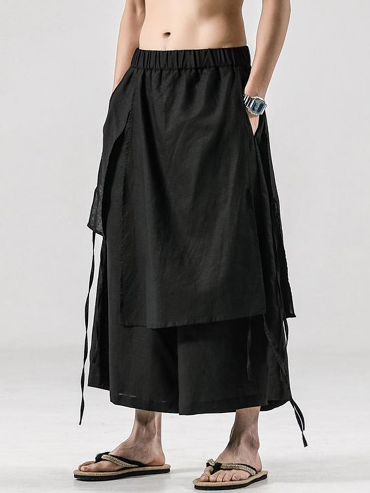 Mens Asexual Solid Double Baggy Wide Leg Pants