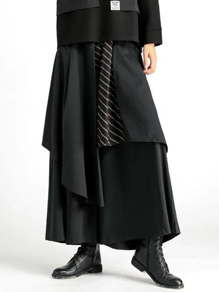 Mens Irregular Loose Skirt Pants