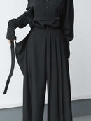 Men's Dark Versatile Slim Pleated Nine-Point Wide-Leg Pants-2