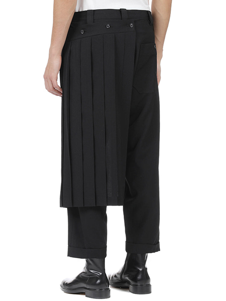 Mens Deconstructed Pleated Straight Leg Pants