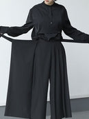 Men's Dark Versatile Slim Pleated Nine-Point Wide-Leg Pants-1