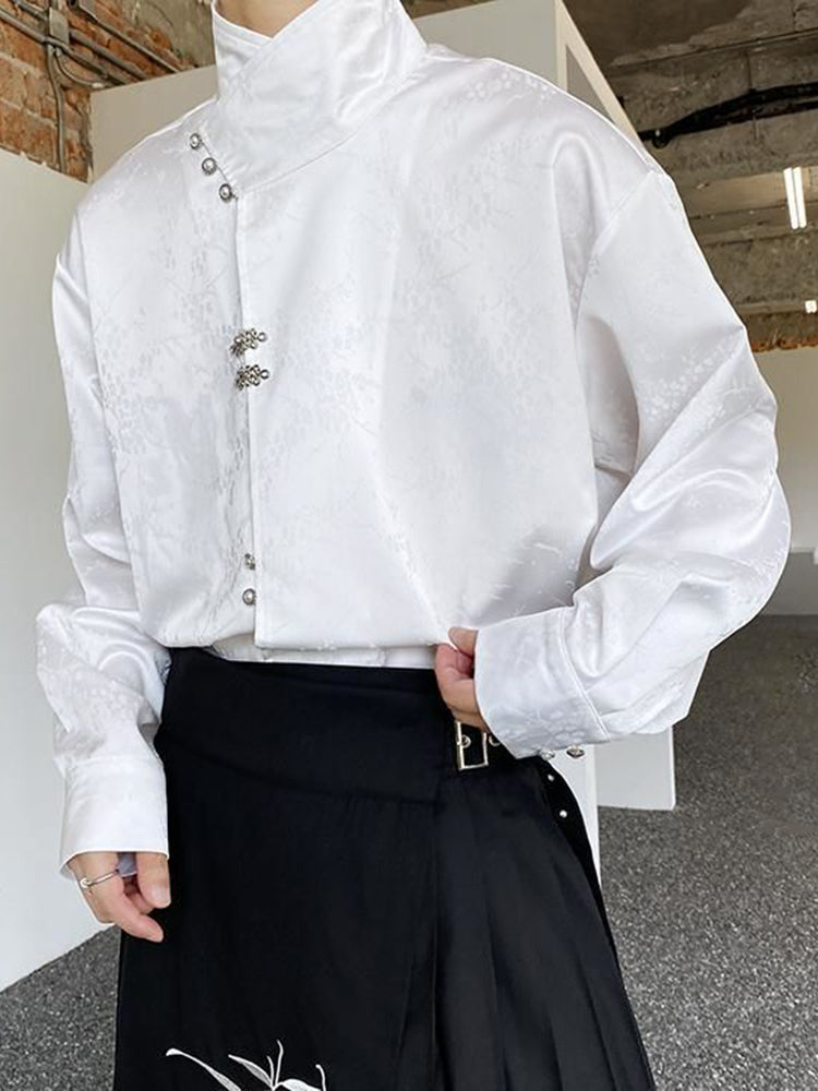 Comprar white Mens Chinese Style Cheongsam Button Down Shirt