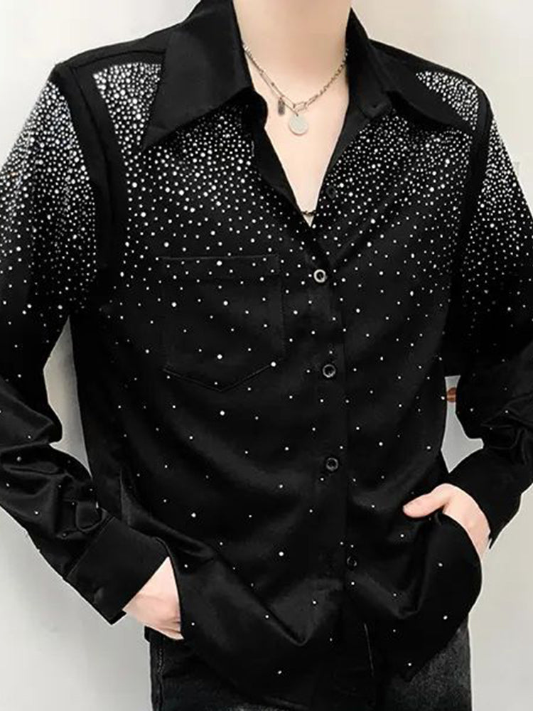 Mens Sexy Diamond Shoulder Pad Shirt