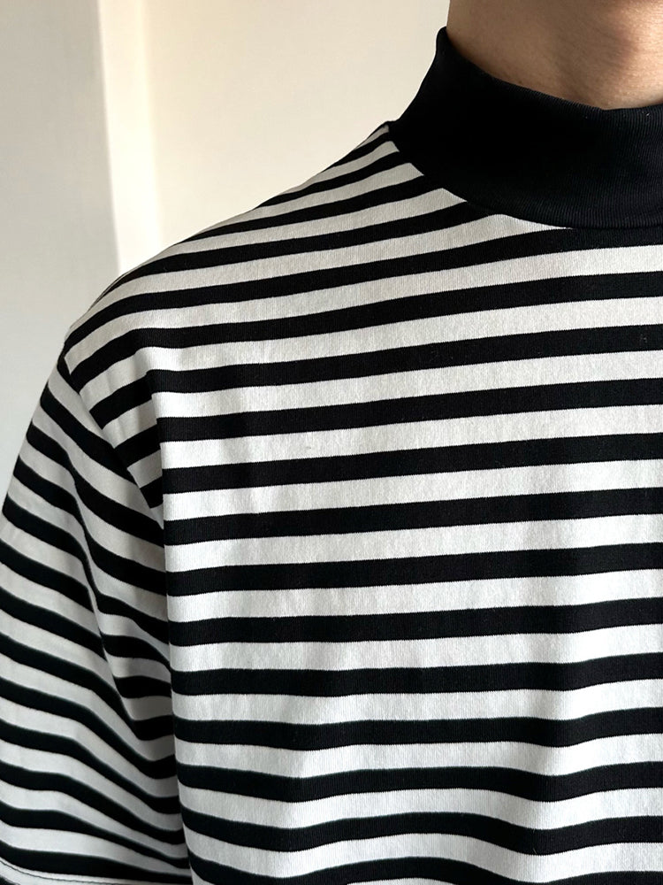 Mens  Asexual Casual Striped Turtleneck T-shirt