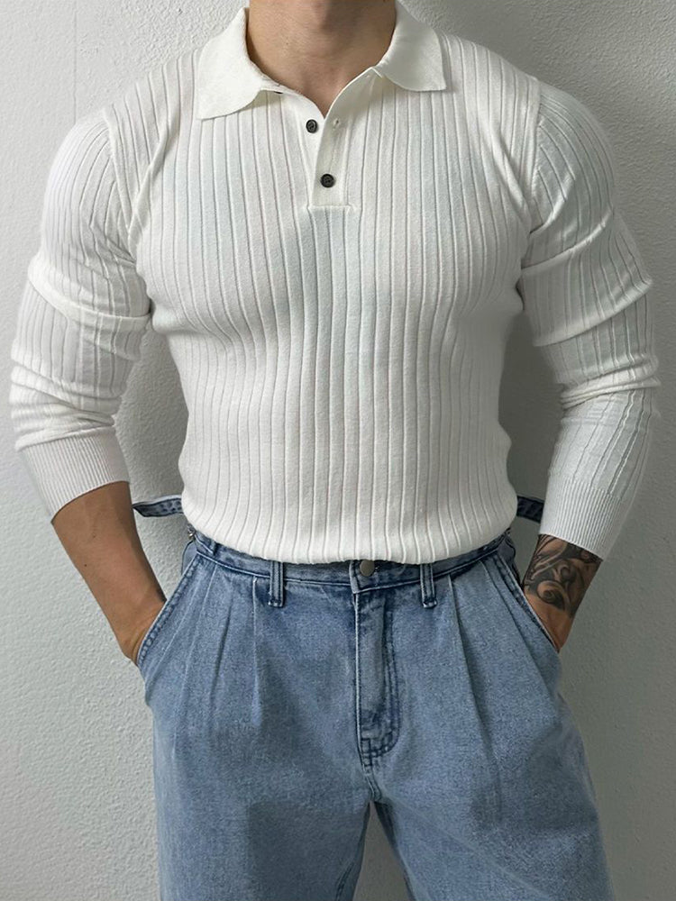 Comprar white Mens Slim Casual Solid Color Sweater