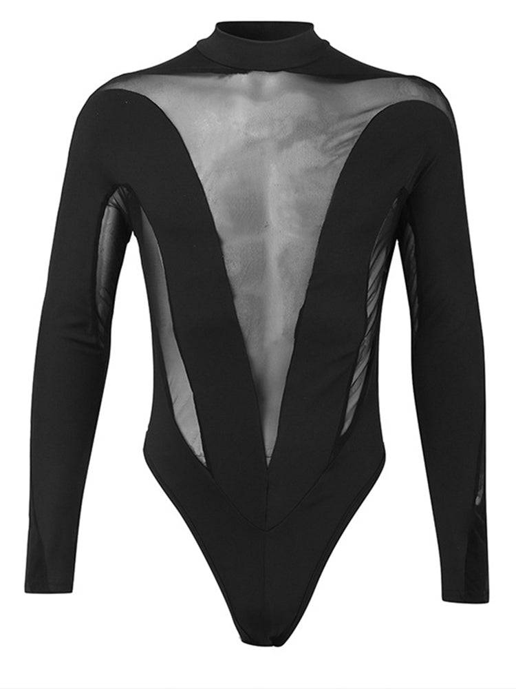 Mens Sexy See Through Mesh Bodysuit