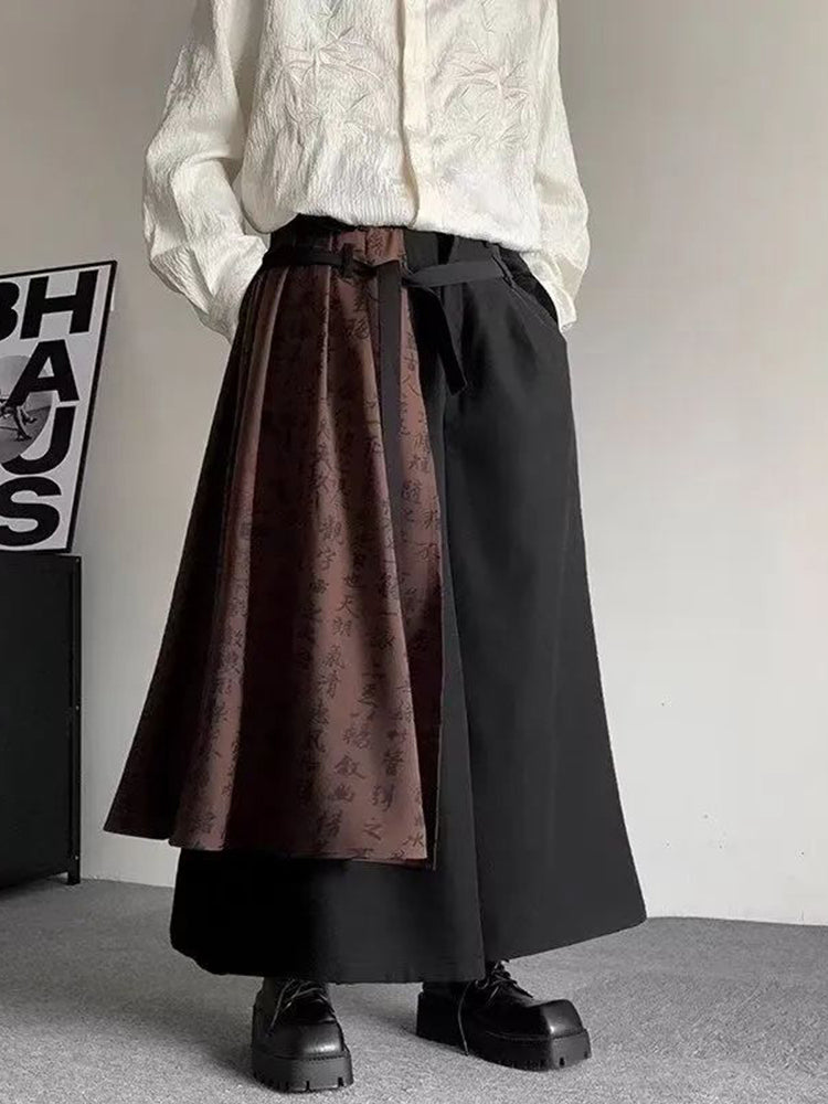 Mens Patchwork Irregular Culottes