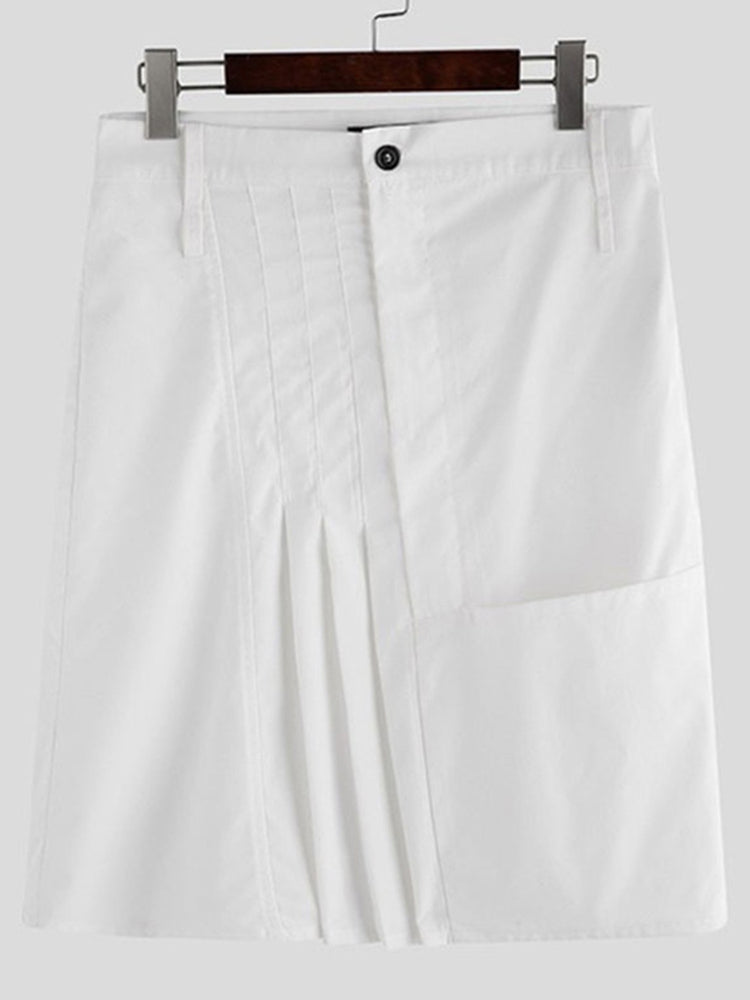 Comprar white Mens Button Pocket Pleated Skirt