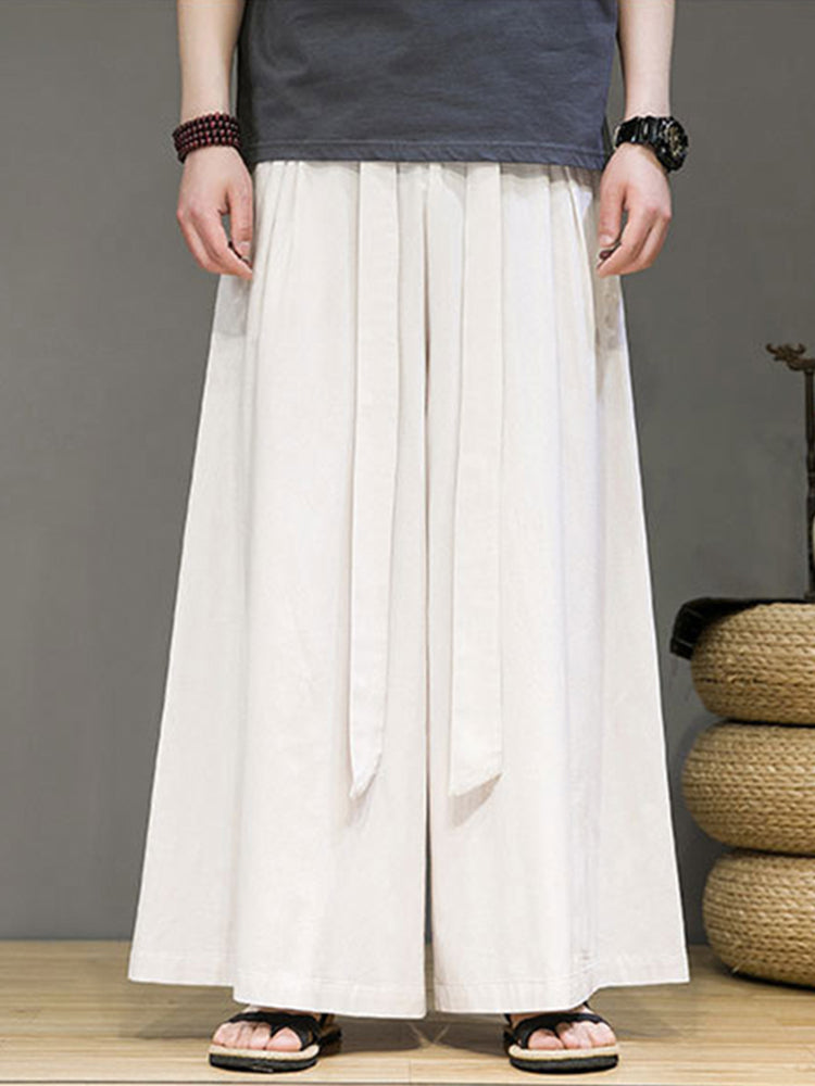 Comprar white Mens High Waisted Wide Leg Pants