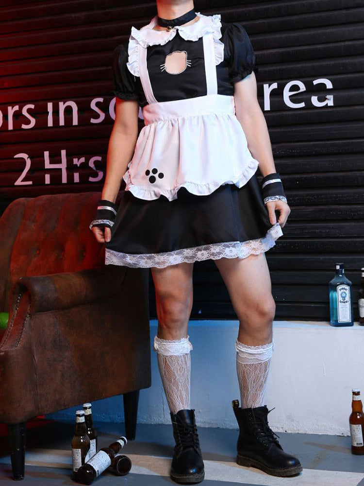 Mens Erotic Sexy Cute Maid Dress Suit