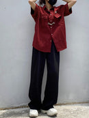 Mens Y2k Metal Button Casual  College Style Shirt Unisex-1