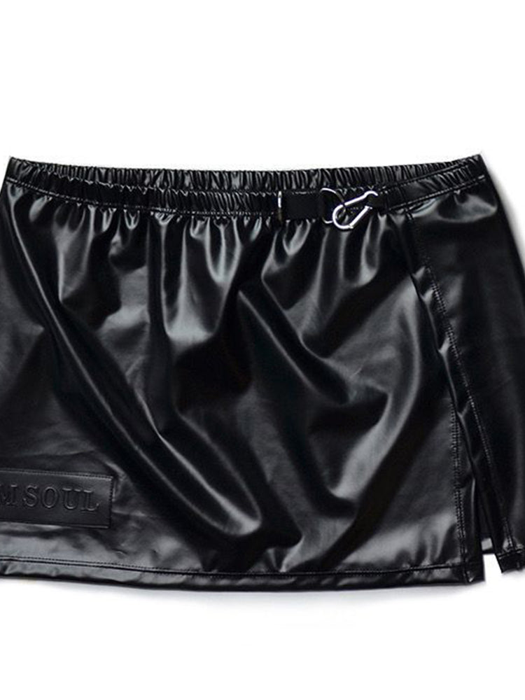 Mens Sexy Home Leather Shorts