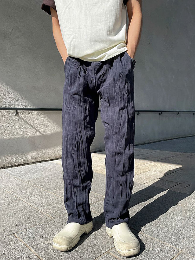 Mens Asexual Casual Solid Color Straight Pants