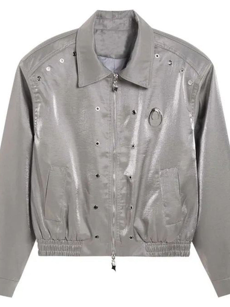 Comprar grey Mens Glossy Zipper Jacket