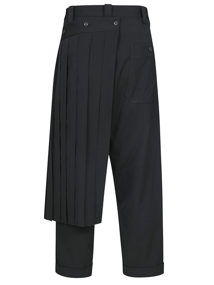 Mens Deconstructed Pleated Straight Leg Pants