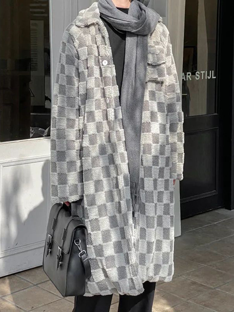 Comprar grey Mens Long Checkerboard Casual Coat