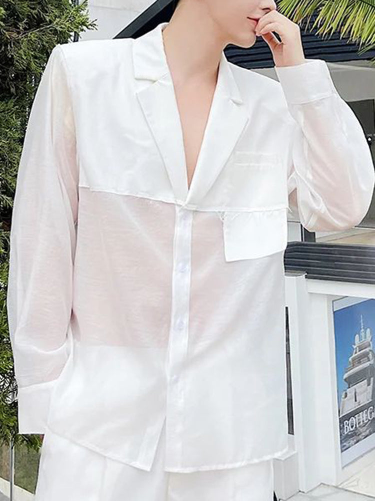 Thin Translucent Lapel Loose Sexy Top