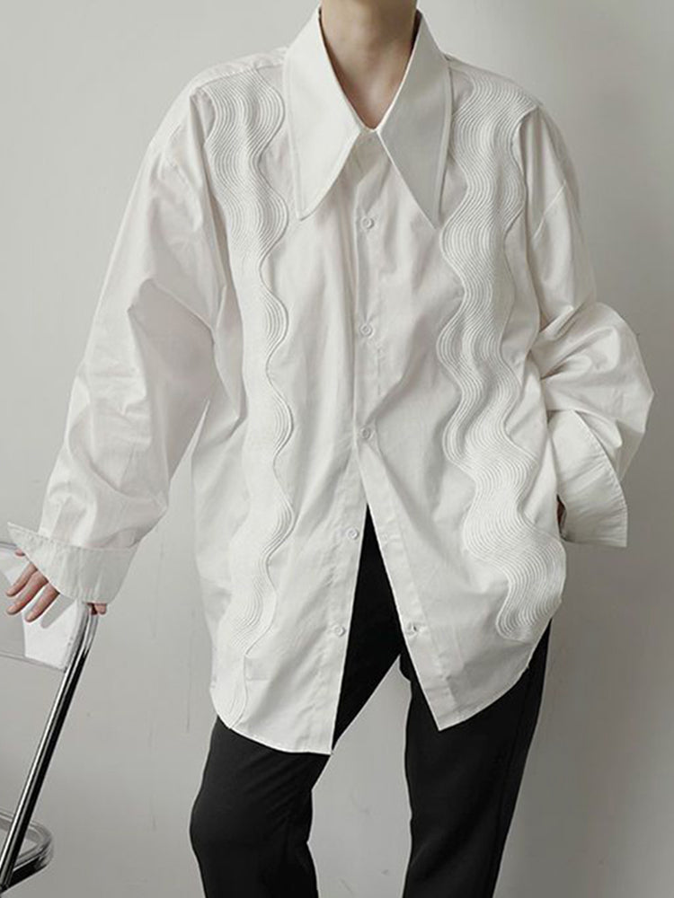 Mens Loose White Long Sleeve Shirt