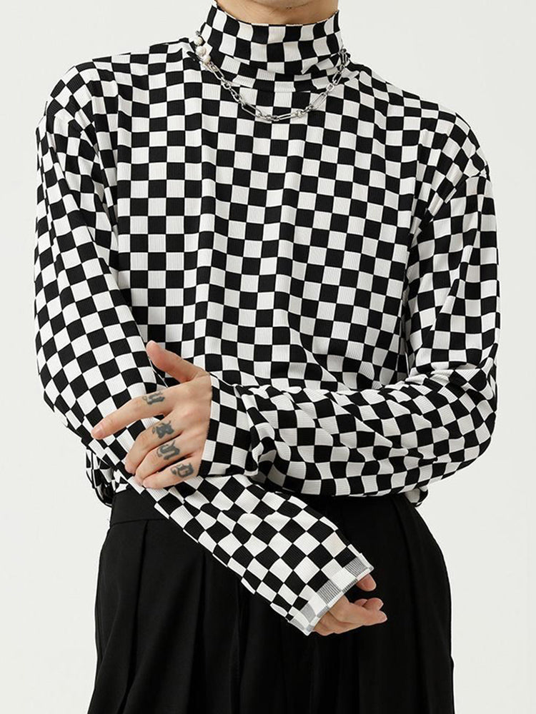 Mens Checkerboard Long Sleeved Shirt